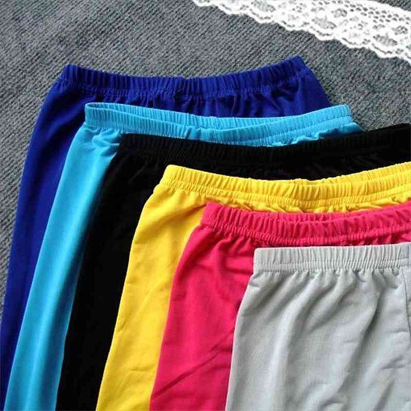 

summer women calf length leggings ice silk leggings stretch thin fashion candy color casual high waist fitness legging one, Black