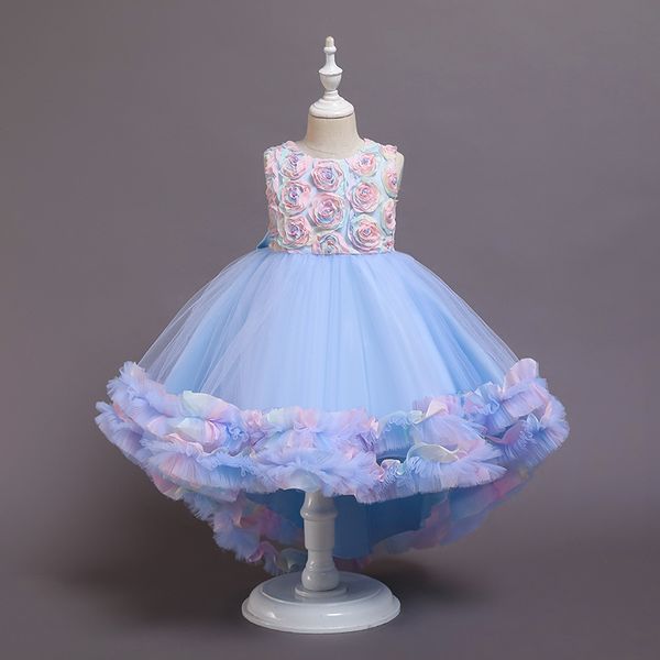

glitz pageant dresses for little girls wedding gowns first holy communion clothes infantil one shoulder flower girl dresses ball gown 2021, White;blue