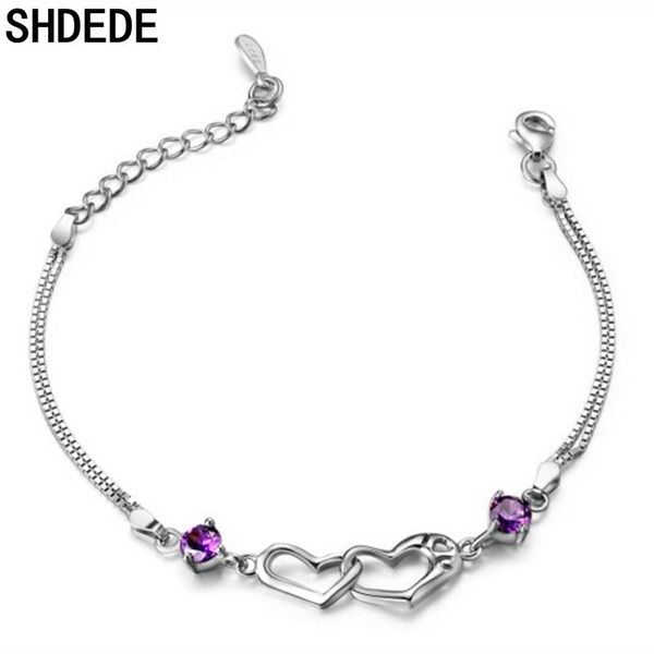 

cubic zirconia heart bracelets women fashion charm jewelry female ladies gift accessories -whd27, Golden;silver