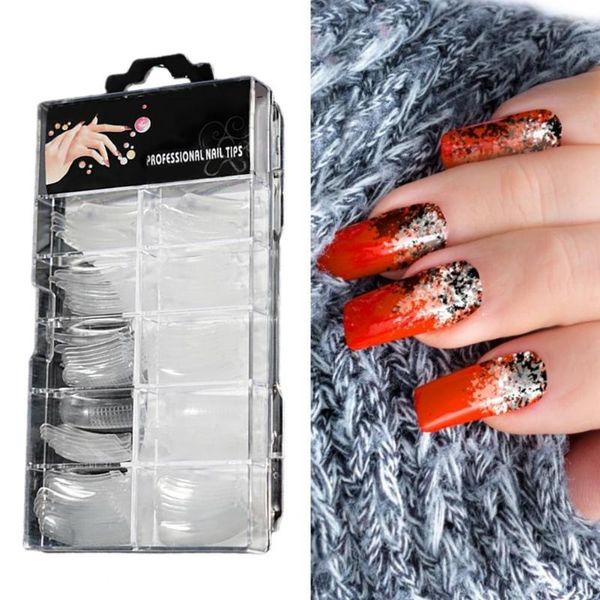 

false nails 100pcs/box sturdy natural abs manicure fake extension tips for women, Red;gold