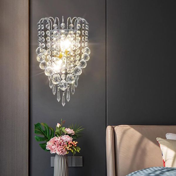 

wall lamps luces led e14 modern crystal mirror stainless steel lights sconce fixtures for hallway bedside living room