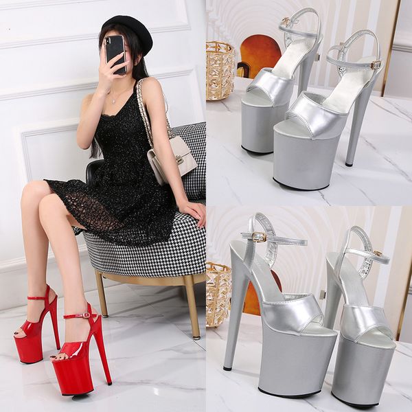 

dress shoes ltarta lacquer leather 17 20cm platform sandals heels thin heeled waterproof high female club lfd vp85, Black