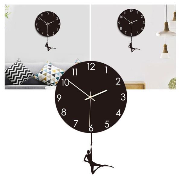 

nordic style wooden acrylic mute round wall clock bedroom living room creative simple decorative clocks not included ba