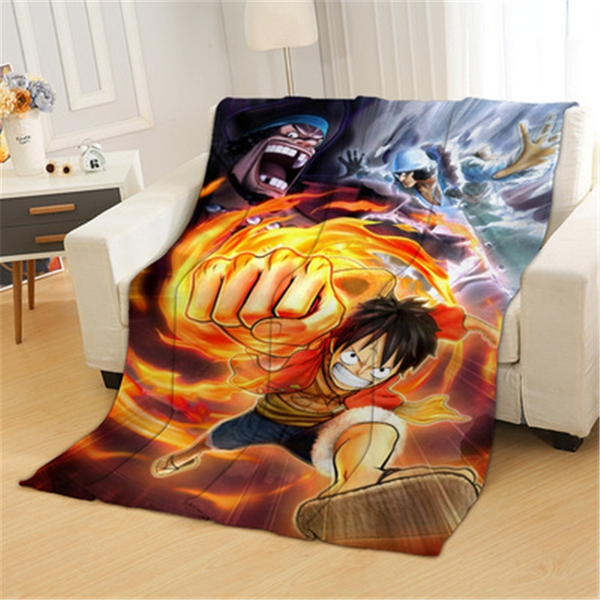

cloocl comics one piece print flannel blankets shawl sofa air conditioning nap travel blanket 3d keep warm shawls