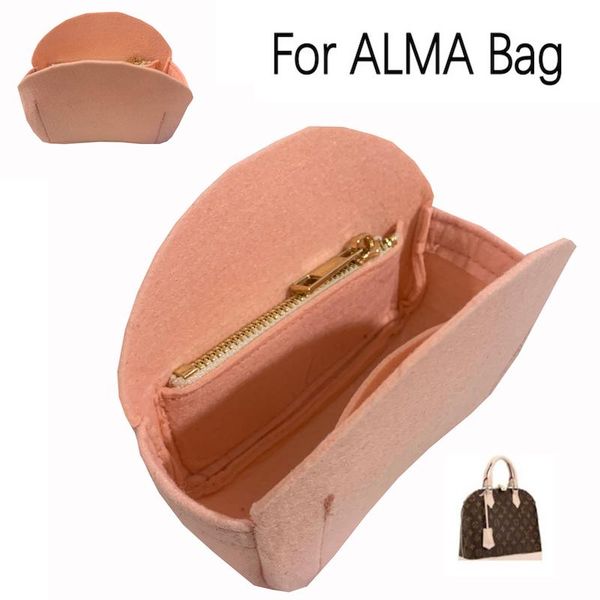 

for alma shell bag purse insert organizer makeup handbag travel inner cosmetic bag-premium felt (handmade/20 colors) bags & cases