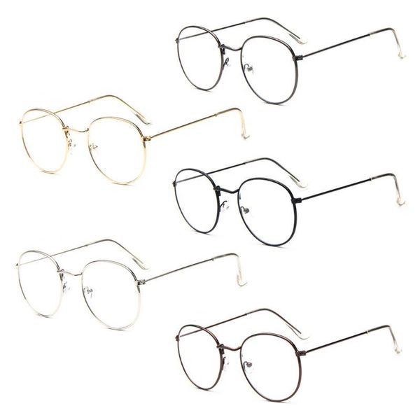 

fashion sunglasses frames korean style retro round metal glasses frame for women men college large eyewear, Black