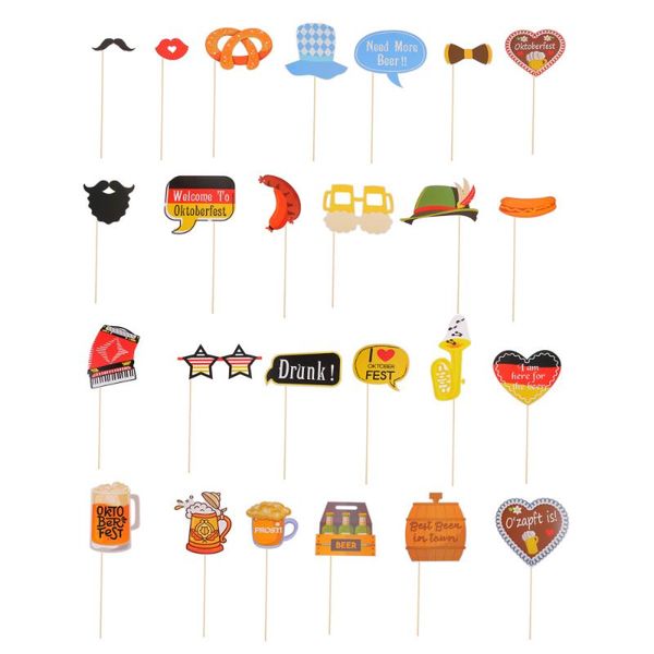 

greeting cards 1 set 25pcs oktoberfest paper party po props supplies (assorted color)