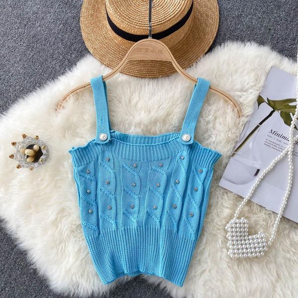 

women's tanks & camis singreiny women knitted strap crop design diamond sleeveless elastic slim y2k summer off shoulder short cami, White