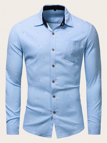 

men feather print pocket shirt i6lv#, White;black