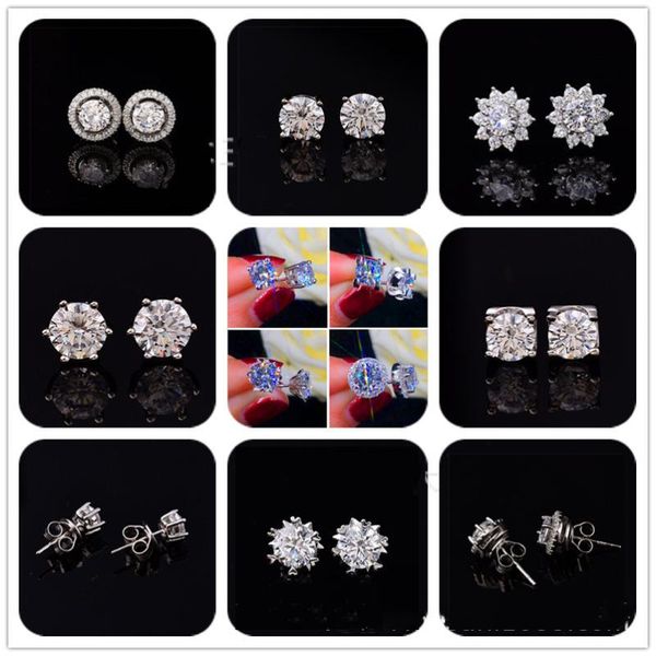 

stud the moissanite earrings diamond test past d color excellent cut 0.5 ct moissanites 2021 engagement jewelry, Golden;silver