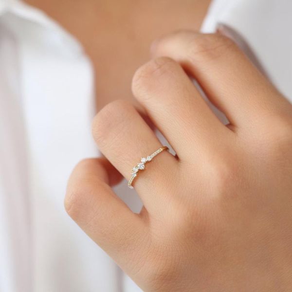 

cluster rings zhouyang wedding engagement for women delicate miniature cubic zirconia 3 color finger ring gift fashion jewelry kbr095, Golden;silver