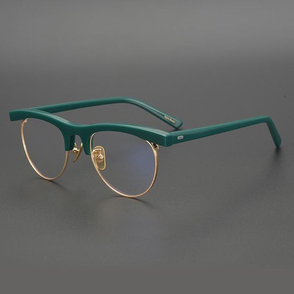 

fashion sunglasses frames acetate glasses frame men women vintage half rim eyeglasses optical myopia prescription clear eyewear oculos, Black