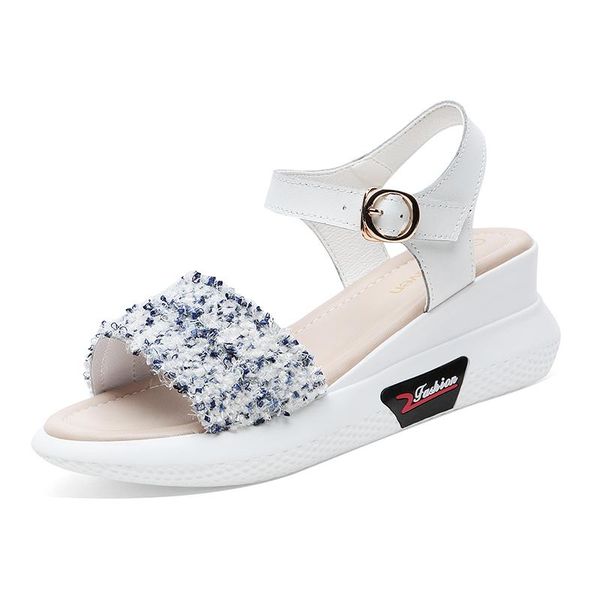 

sandals open-toe wedge sandals, solid color one-line buckle shoes women, women's platform, Black