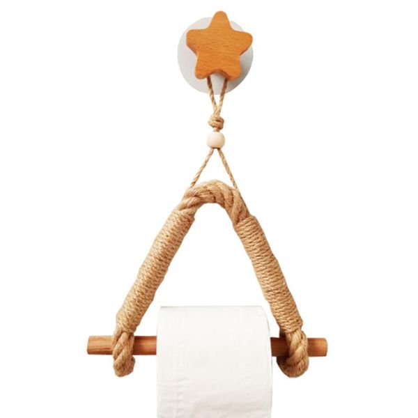

toilet paper holders vintage towel hanging rope holder wall tissue hanger wood decoration bathroom movable roll rack