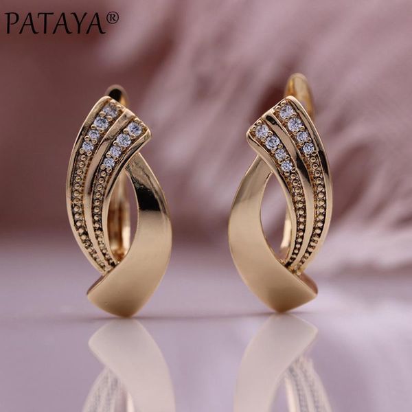 

dangle & chandelier pataya 585 rose gold cute earrings natural zircon women unique wedding fashion jewelry geometric hollow fine, Silver