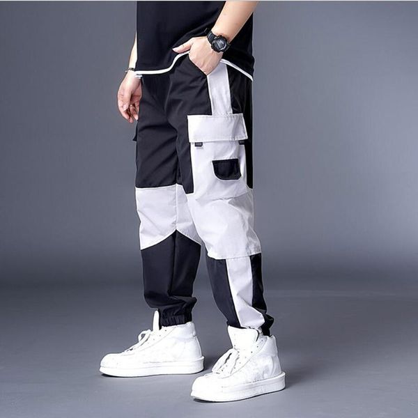 

men's pants autumn summer cargo men harem multi-pocket ribbons casual mens, Black