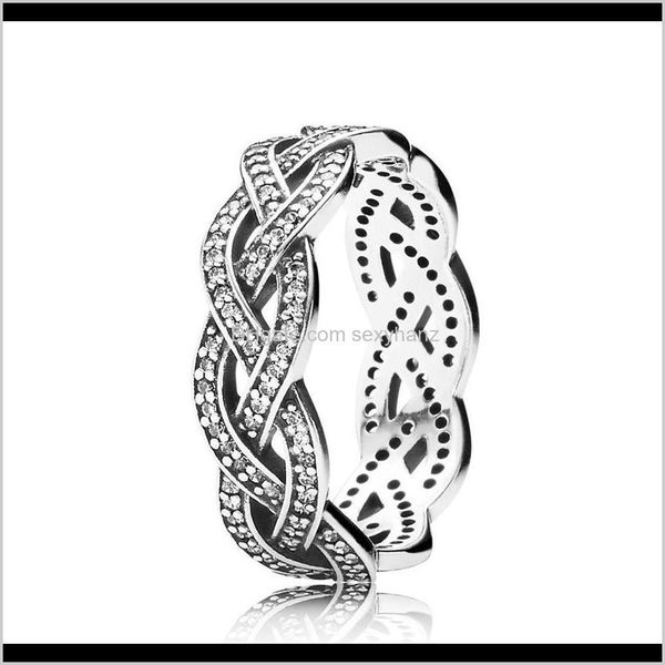 Drop Delivery 2021 Authentic Ale 925 Sterling Sier Sparkling Braid Band Ring Fashion Designer di lusso Gioielli Donna Anelli con Pandora Origina