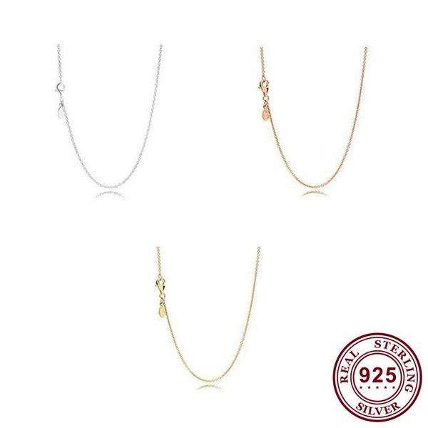 

chains original 925 sterling silver pan necklace shiny three color basic for women wedding party gift fashion jewelry