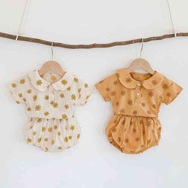 Roupas de bebê de verão Roupas conjunto Little Daisy Born O Pescoço Tee e Bloomer Meninos Infantil Roupas de Meninas 210429