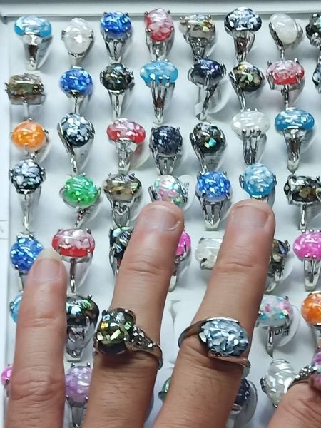 

natural scallop ring fashion crystal rings mix design size, Silver