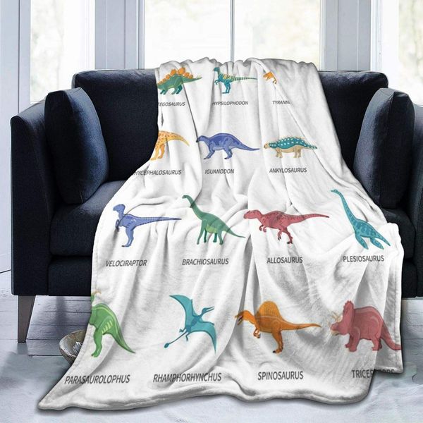 

dinosaurs colored isolated icons set flannel fleece throw blanket living room/bedroom/sofa couch warm soft bed blanket for kids