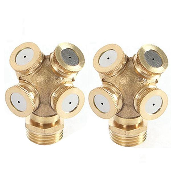 

watering equipments 2pcs 4 holes brass garden spray misting nozzle agricultural sprinklers fitting hose water connector irrigation