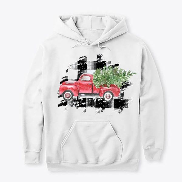 

women's hoodies & sweatshirts women print printing plaid truck tree joy christmas clothes autumn winter female pullovers sweatshirt hoo, Black