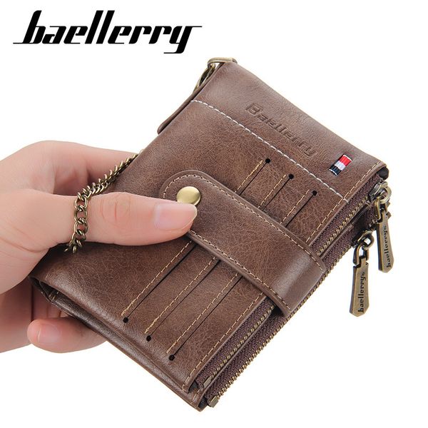 

baellerry 2021 new double vertical zero wallet chain card bag men, Red;black