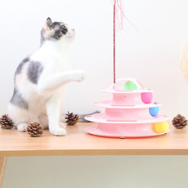 

cat toys four levels pet toy tower tracks disc intelligence amusement triple pay ball training plate