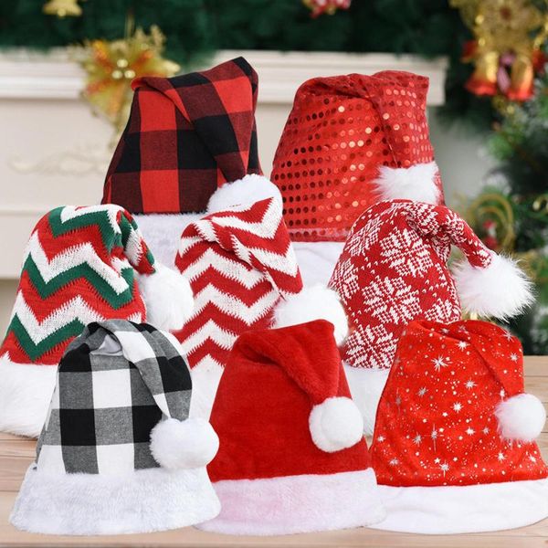 

caps & hats 1pc plush knitted christmas hat high-quality santa claus decoration for home xmas festival party year decor, Yellow