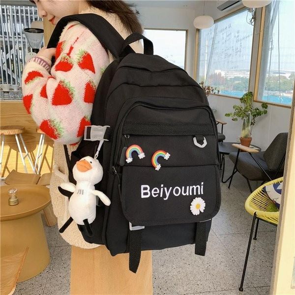 

school bags harajuku fashion women's backpack trend letter print for girls nylon large capacity travel backbags