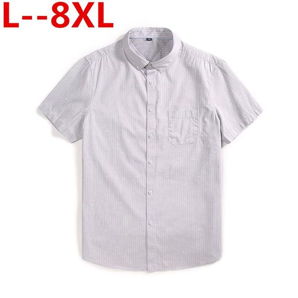 

plus size 8xl 6xl 5x cotton linen summer slim fit casual shirts short sleeve striped shirt social men dress chemise homme men's, White;black