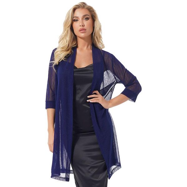 

women's jackets elegant women vintage cardigan xl-4xl 3/4 sleeve open front long blouse outwear casual sun-protective clothes cover ups, Black;brown