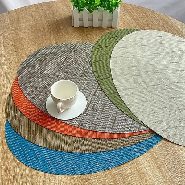 

mats & pads bamboo texture placemat oval shape pvc western cup kitchen dining table mat el home insulation pad