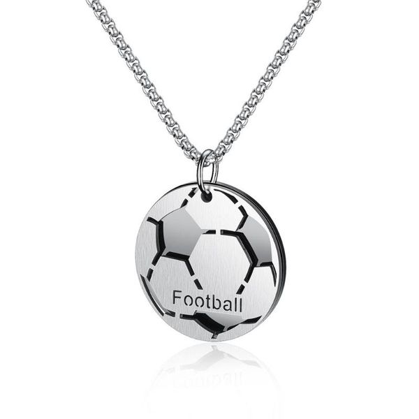 

pendant necklaces street hip hop student football personality hipster male stainless steel necklace friendship gift 3-gx1546, Silver
