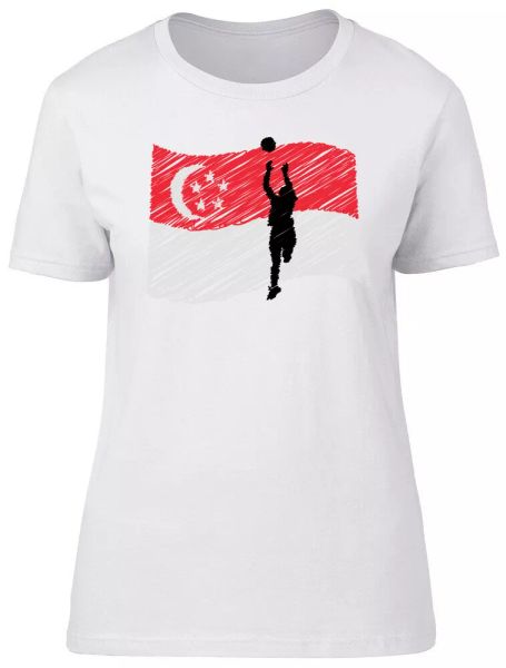 

singapore netball ladies womens fitted t-shirt, White;black