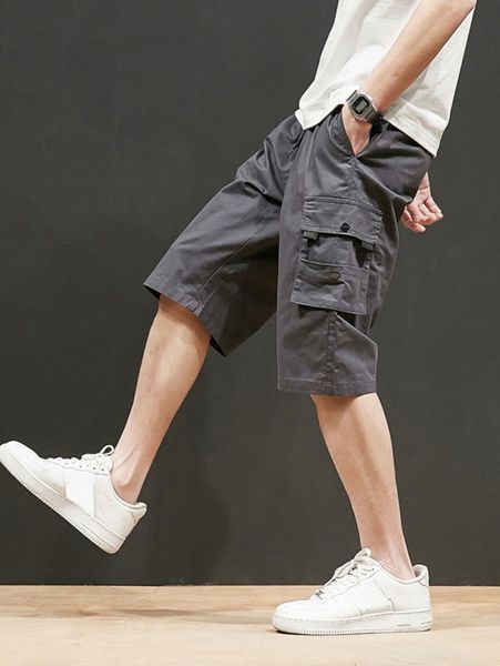 

men side flap pocket tape detail bermuda shorts q2cs#, Black