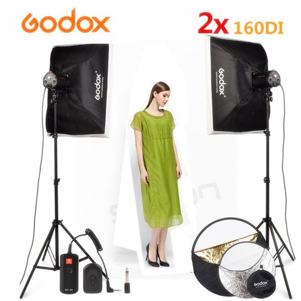 

2x160ws 110v/220v fotografia studio light strobe video flash + softbox stand dc-04 trigger flashes
