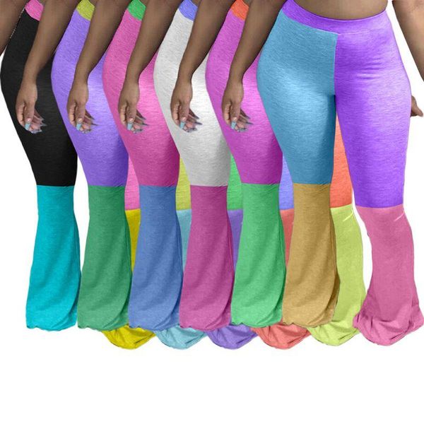 

women's pants & capris zkyzwx casual flare women high waist fall elastic bottoms leggings bodycon cute bell bottom trouser stretch swea, Black;white