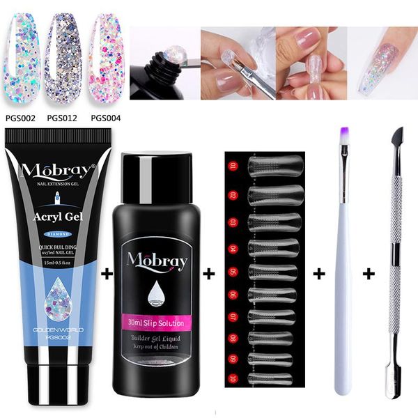 

nail gel mobray 15ml poly kit quick building set uv polish for extensions acrylic nails, Red;pink