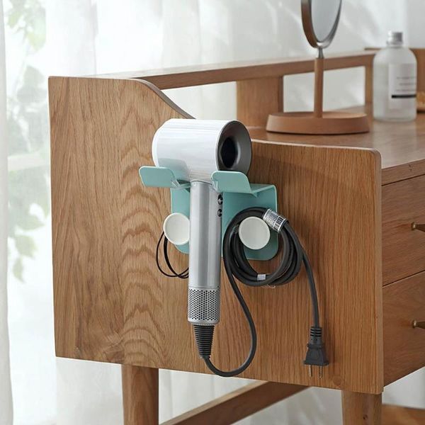

wall mount holder metal simple blow dryer storage shelf toilet hair rack bathroom punch-storages racks hooks & rails
