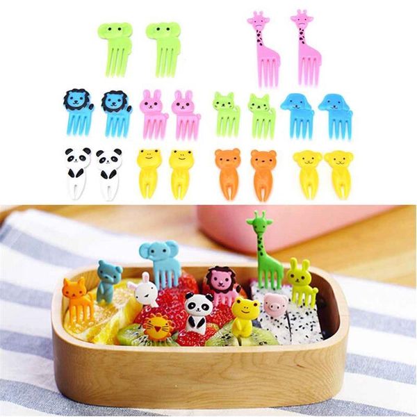 

forks novelty plastic cartoon animals ants cats musical note shape fruit fork picks set for party cake dessert bento accessories