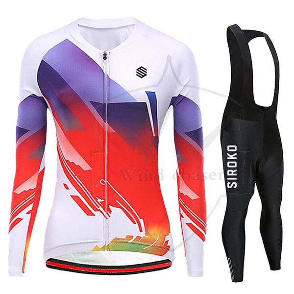 

racing sets siroko woman cycling clothing spring and autumn jersey set lady ropa ciclismo long sleeve mountain bike, Black;blue