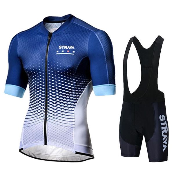 

racing sets 2021 strava cycling clothing men set breathable anti-uv bicycle wear/short sleeve jersey bike, Black;blue