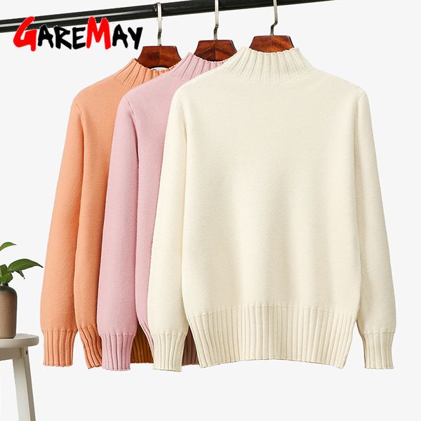 Strickwaren Pullover Weibliche Winter Frauen Pullover und Pullover Schwarz Rosa Gestrickte Warme Schlanke Pullover Weiche Rippen Pullover 210428