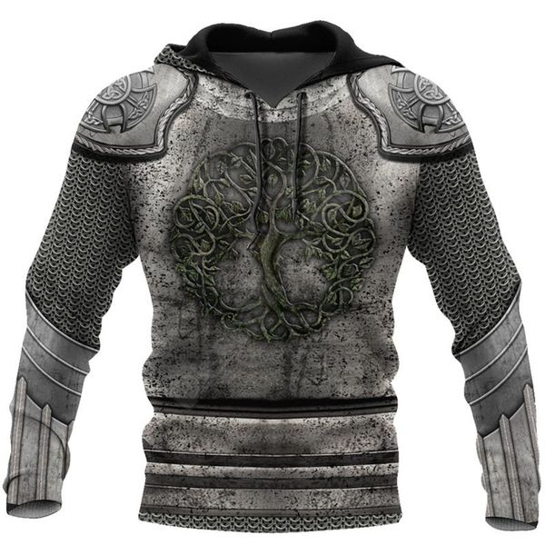 

men's hoodies & sweatshirts irish armor knight warrior chain mail 3d full print hoodie/sweatshirt zipper hoodie cosplay fashion casua, Black