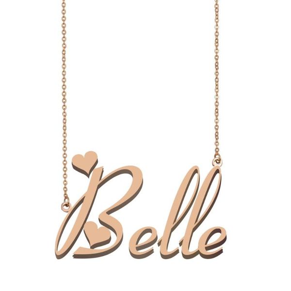 

pendant necklaces belle name necklace, custom necklace for women girls friends birthday wedding christmas mother days gift, Silver