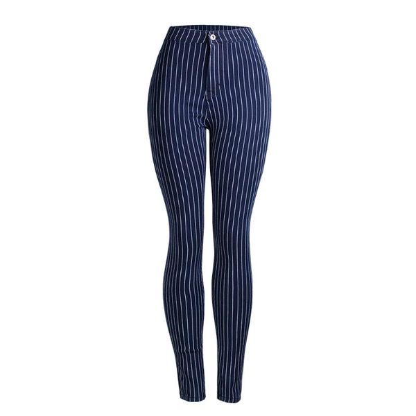 

jeans spring striped high waist pants women mom pencil women's, Blue