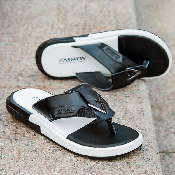 

slippers sandalen herren sandalle homme sandalet erkek flip flops bulk sandals men leather genuine sandalias hombre de cuero para, Black