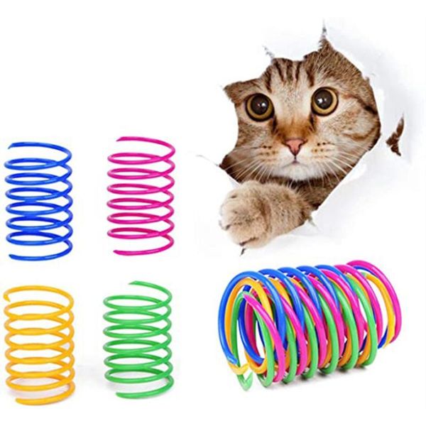 

cat toys 4pcs kitten wide durable heavy gauge spring toy colorful springs pet coil spiral intera